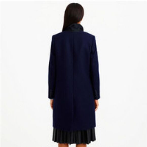 Jcrew collection Melton wool size 2 full size tuxedo spring  coat overcoat - Picture 6 of 7